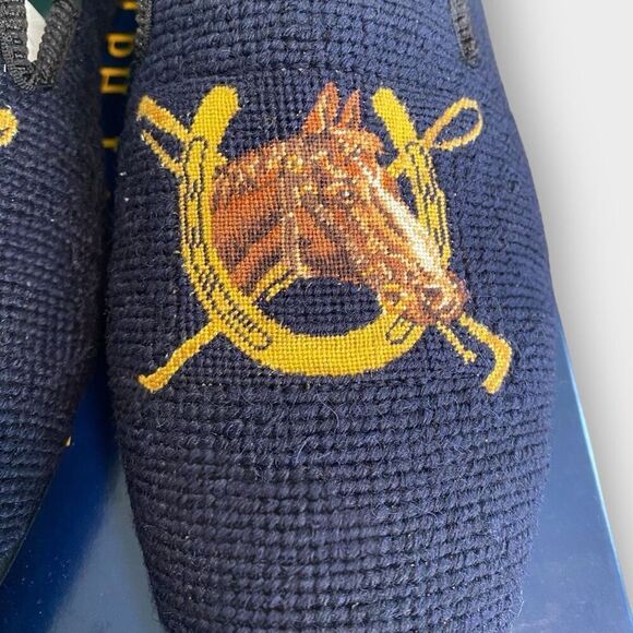 Polo Ralph Lauren Paxton Equestrian Needlepoint Slipper Loafer Mens size 12 New - Picture 9 of 12